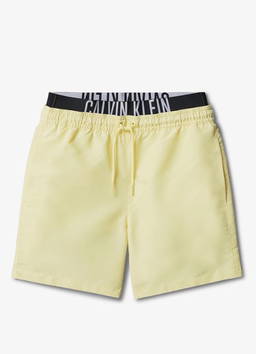 Calvin Klein Zwemshorts met logoband - voorkant lichtgeel