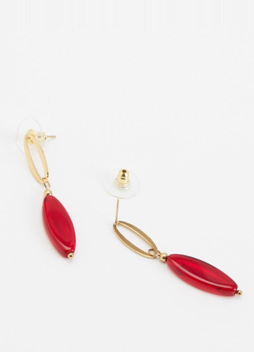 Camps & Camps Autumn Chique Droplet oorstekers verguld - detail rood