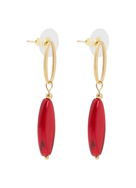 Camps & Camps Autumn Chique Droplet oorstekers verguld - voorkant 2 rood