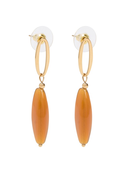 Camps & Camps Autumn Chique Droplet oorstekers verguld - voorkant bruin