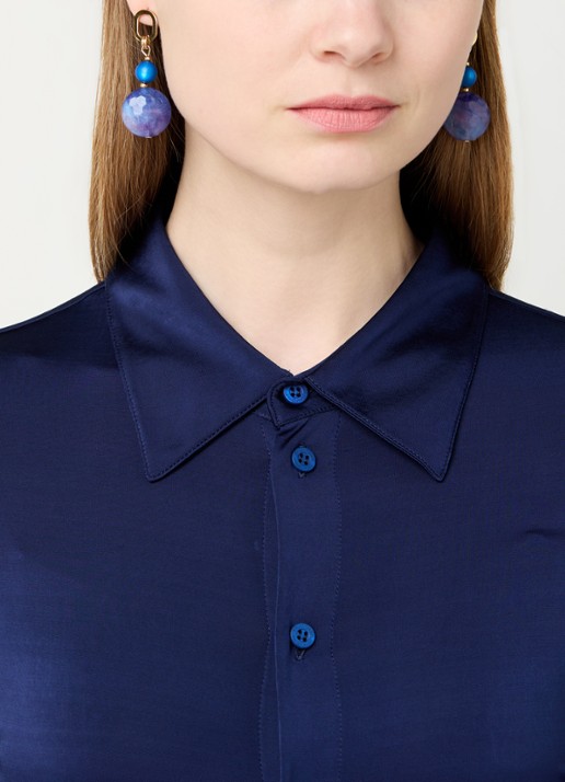 Camps & Camps Big Oval Harmony oorstekers verguld - voorkant 3 blauw