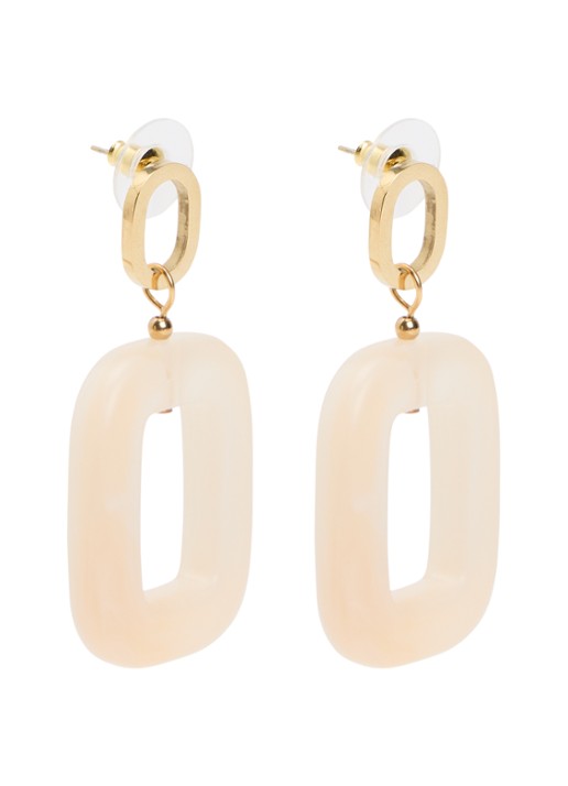 Camps & Camps Chunky Dangling oorstekers met hanger - voorkant wit