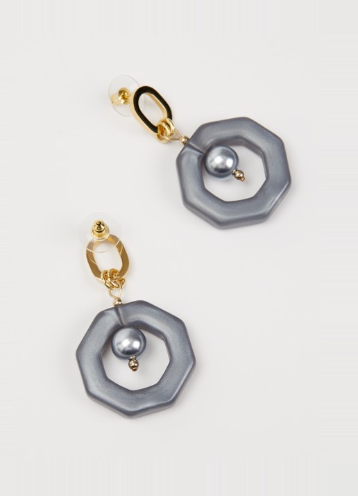 Camps & Camps Eternal Beads oorhangers verguld - detail grijs
