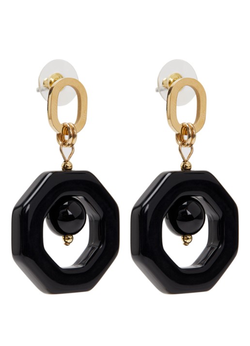 Camps & Camps Eternal Beads oorhangers verguld - voorkant zwart
