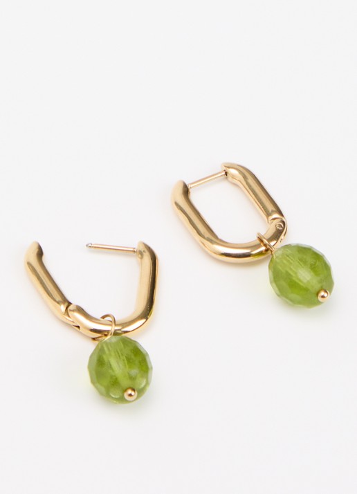 Camps & Camps Glass Bead Erinite oorringen verguld - detail groen