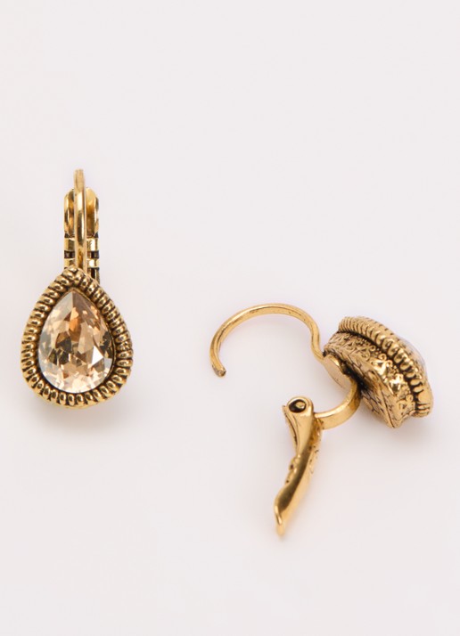 Camps & Camps Golden Shadow oorhangers met Swarovski kristal verguld - detail goud