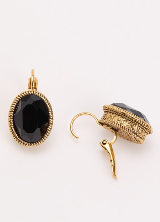 Camps & Camps Jet black oorhangers verguld - detail goud