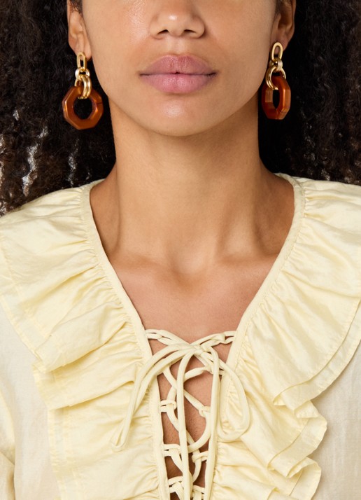 Camps & Camps Linea Eternal Dangling oorstekers verguld - voorkant 2 beige