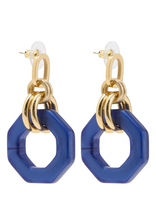 Camps & Camps Linea Eternal Dangling oorstekers verguld - voorkant 2 blauw