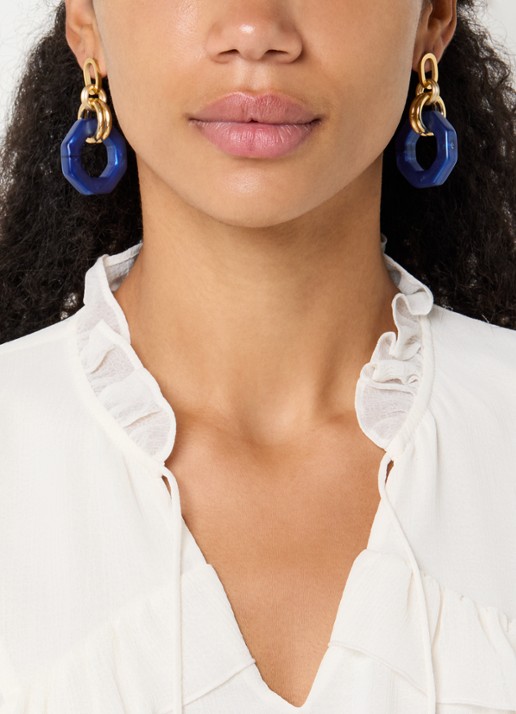 Camps & Camps Linea Eternal Dangling oorstekers verguld - voorkant 3 blauw
