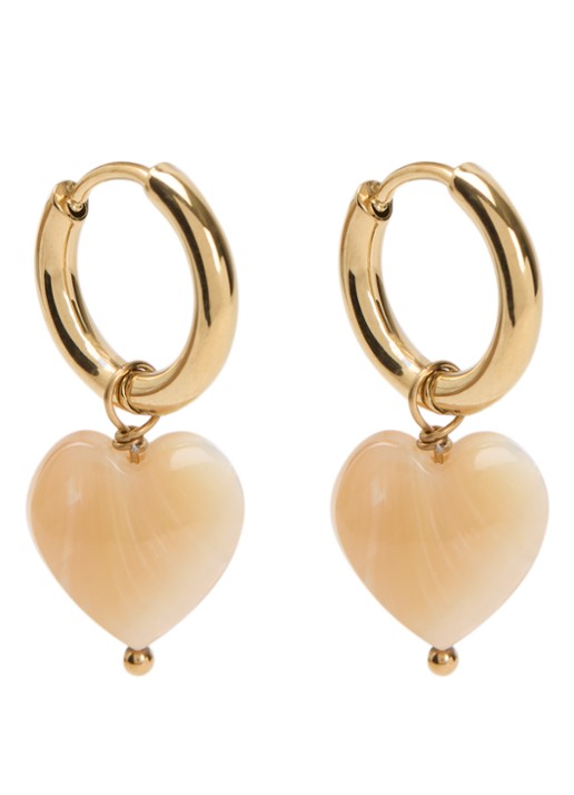 Camps & Camps Mother of Pearl Heart oorringen verguld