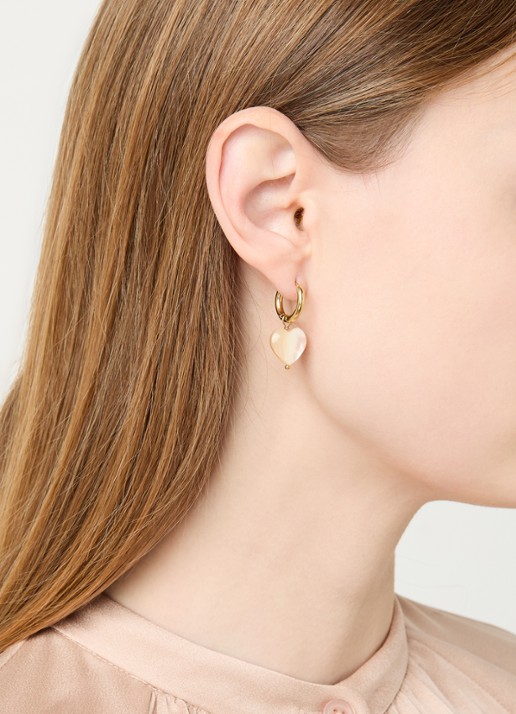 Camps & Camps Mother of Pearl Heart oorringen verguld - voorkant 2 goud