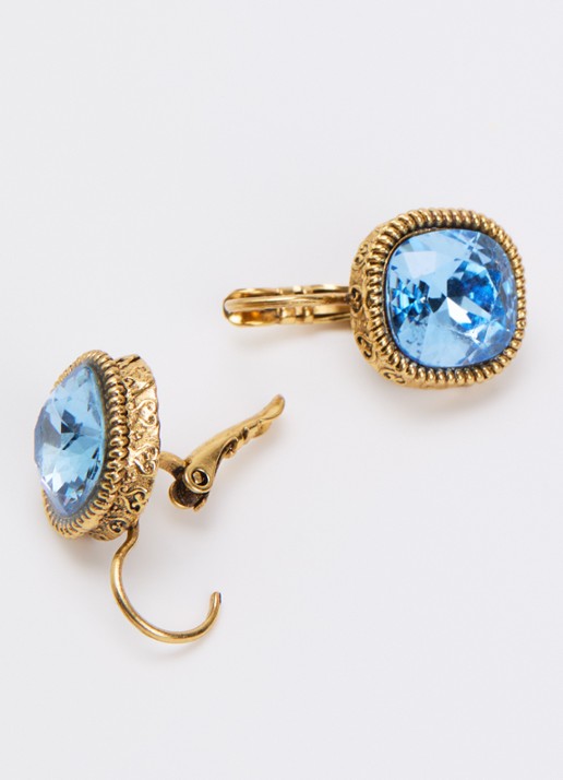Camps & Camps Oorhangers met Swarovski kristal verguld - detail 3 lichtblauw