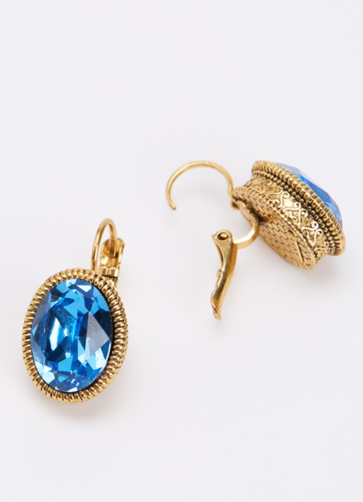 Camps & Camps Oorhangers met Swarovski kristal verguld - detail 3 blauw