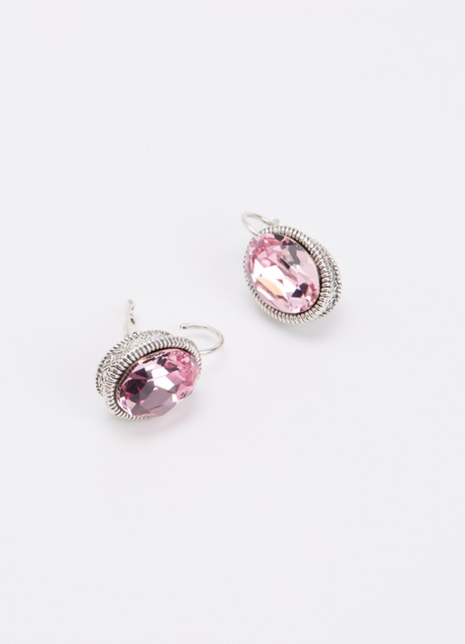 Camps & Camps Oorhangers met Swarovski kristal verzilverd - detail 3 roze