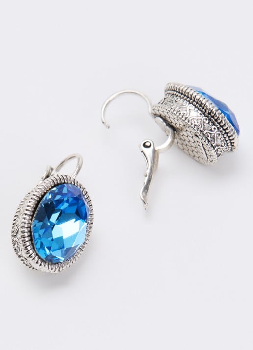 Camps & Camps Oorhangers met Swarovski kristal verzilverd - detail 3 lichtblauw