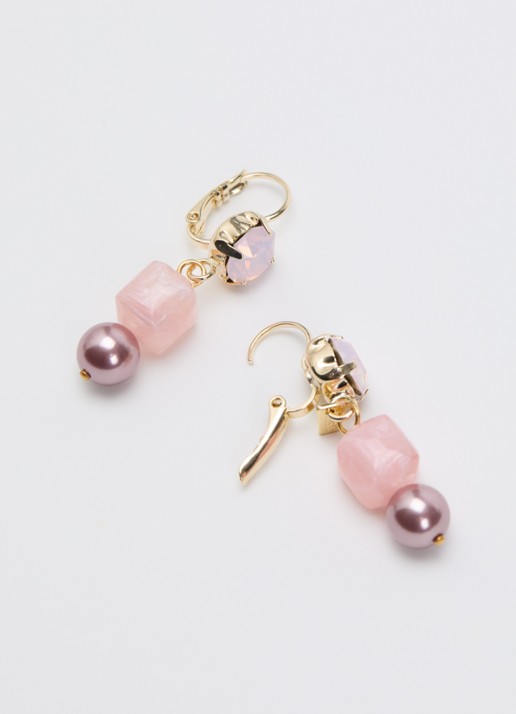Camps & Camps Oorhangers met Swarovski verguld - detail lichtroze