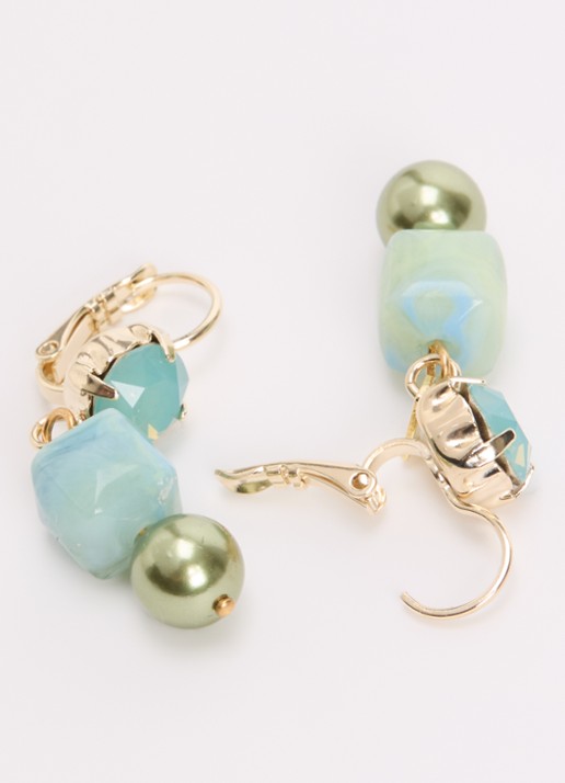Camps & Camps Oorhangers met Swarovski verguld - detail mint