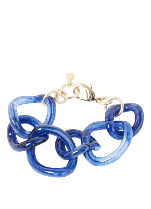 Camps & Camps Schakelarmband met verguld detail - voorkant blauw