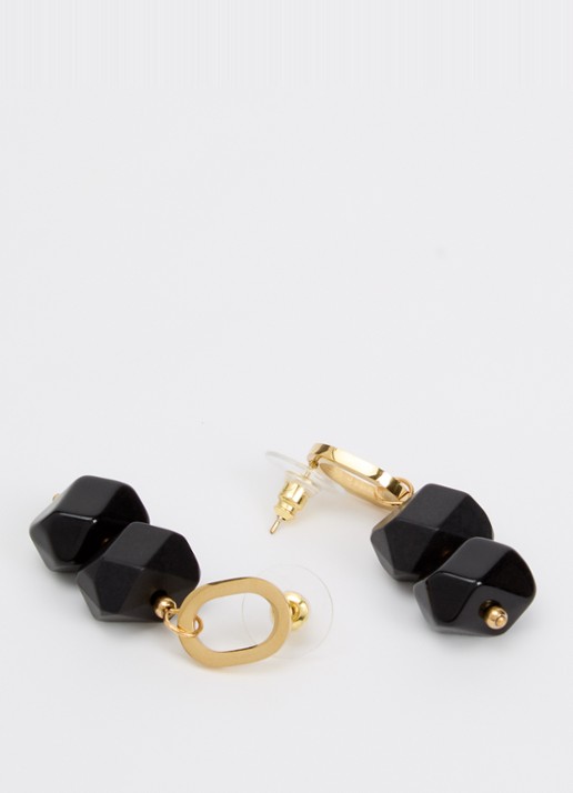 Camps & Camps Stones oorsteker verguld - detail zwart