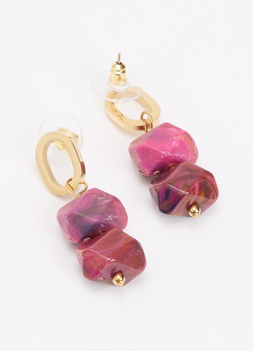 Camps & Camps Stones oorsteker verguld - detail paars