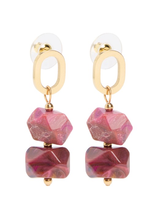 Camps & Camps Stones oorsteker verguld - voorkant 2 paars