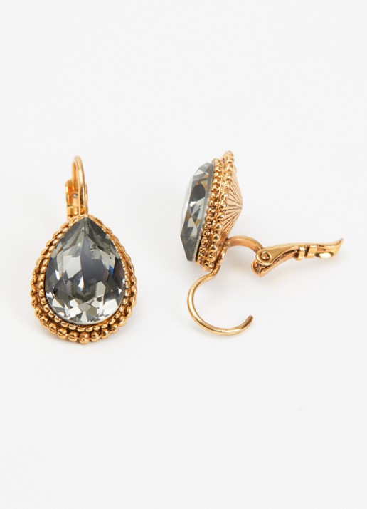 Camps & Camps Swarovksi Druppel oorhanger verguld - detail 2 goud