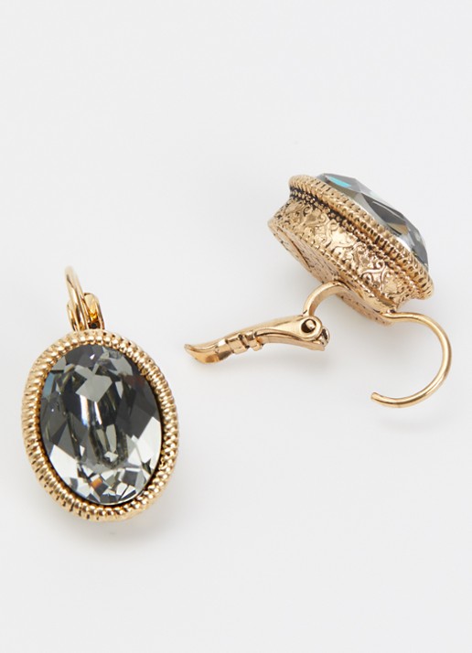 Camps & Camps Swarovksi Grey oorringen verguld - detail goud