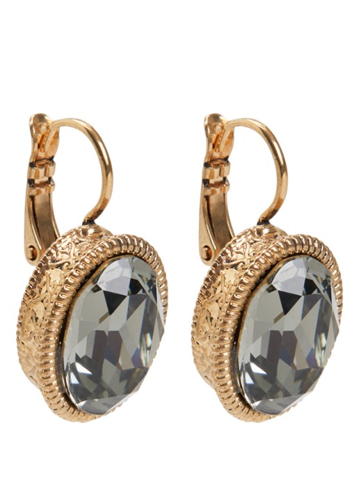 Camps & Camps Swarovksi Grey oorringen verguld