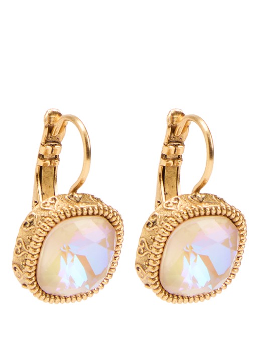 Camps & Camps Swarovski Ivory oorringen veguld