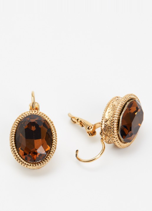 Camps & Camps Swarovski Smoked oorringen verguld - detail goud