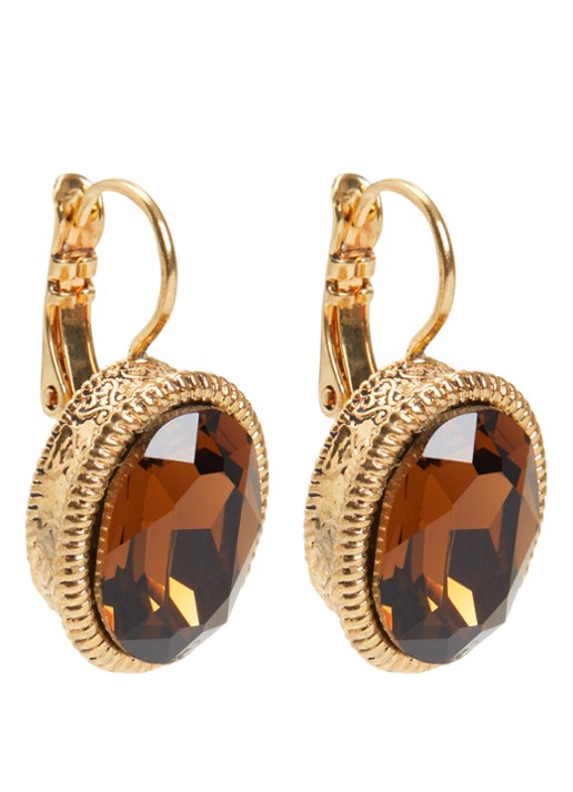 Camps & Camps Swarovski Smoked oorringen verguld