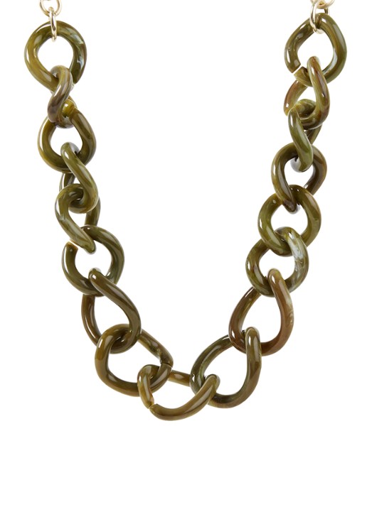 Camps & Camps Totally Vogue schakelketting met verguld detail - voorkant 2 groen