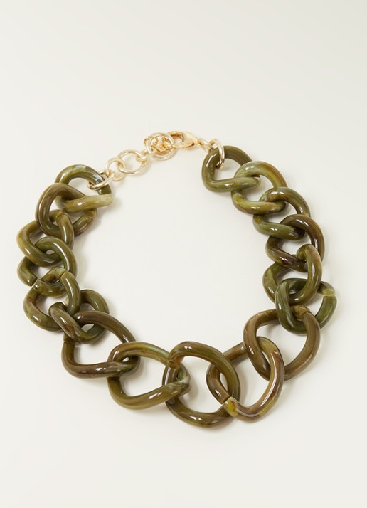 Camps & Camps Totally Vogue schakelketting met verguld detail - voorkant 3 groen