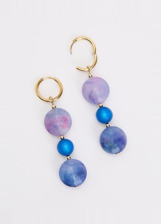 Camps & Camps Triple Oval oorringen verguld - detail 3 blauw