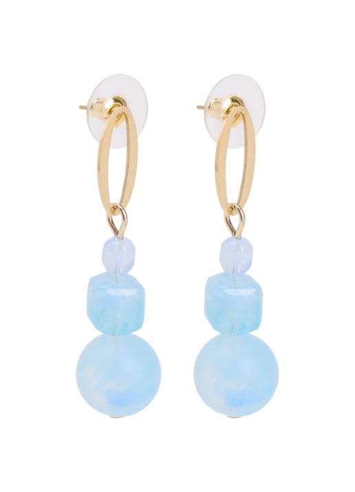 Camps & Camps Triple Soft Cloud oorstekers verguld - voorkant blauw