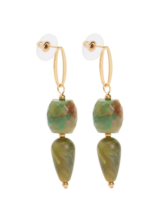 Camps & Camps Vintage Harmony oorstekers met hanger - voorkant groen