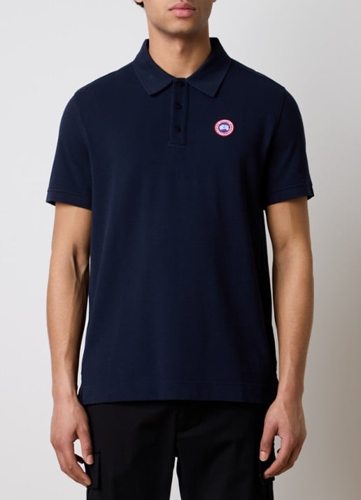 Canada Goose Beckley regular fit polo van piqué katoen met logoborduring - detail 3 donkerblauw