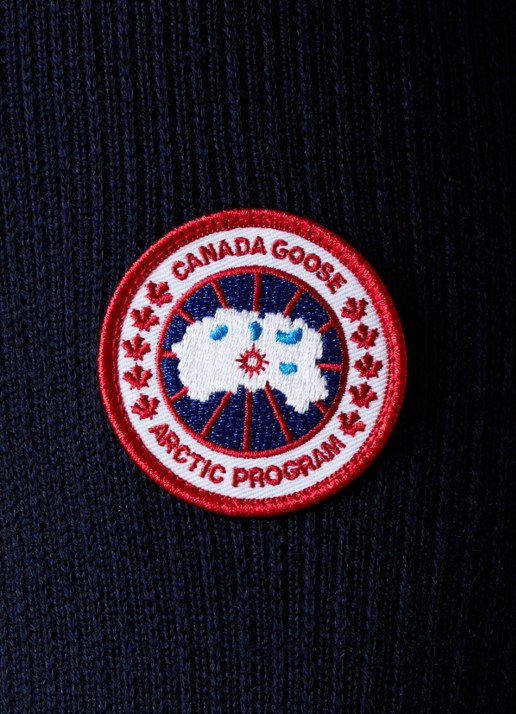 Canada Goose Hybridge ribgebreid vest van wol met gewatteerd voorpand - detail 4 donkerblauw