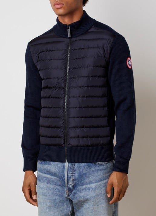 Canada Goose Hybridge ribgebreid vest van wol met gewatteerd voorpand