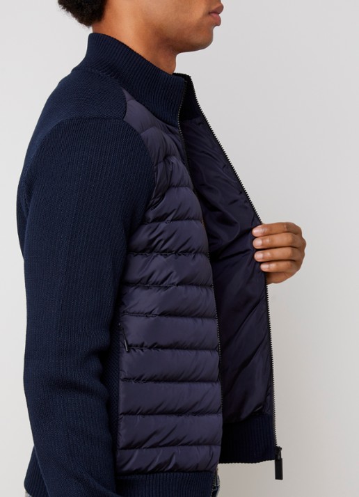 Canada Goose Hybridge ribgebreid vest van wol met gewatteerd voorpand - detail 3 indigo