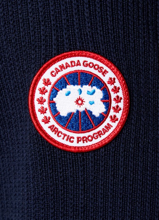 Canada Goose Hybridge ribgebreid vest van wol met gewatteerd voorpand - detail 4 indigo