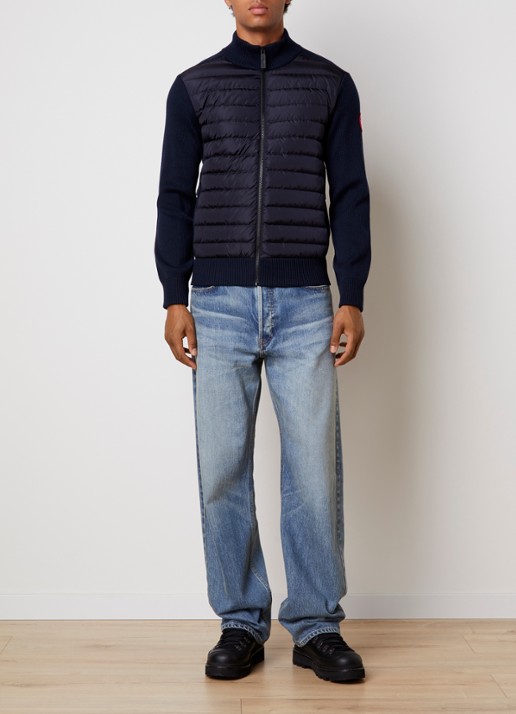 Canada Goose Hybridge ribgebreid vest van wol met gewatteerd voorpand - voorkant 5 indigo