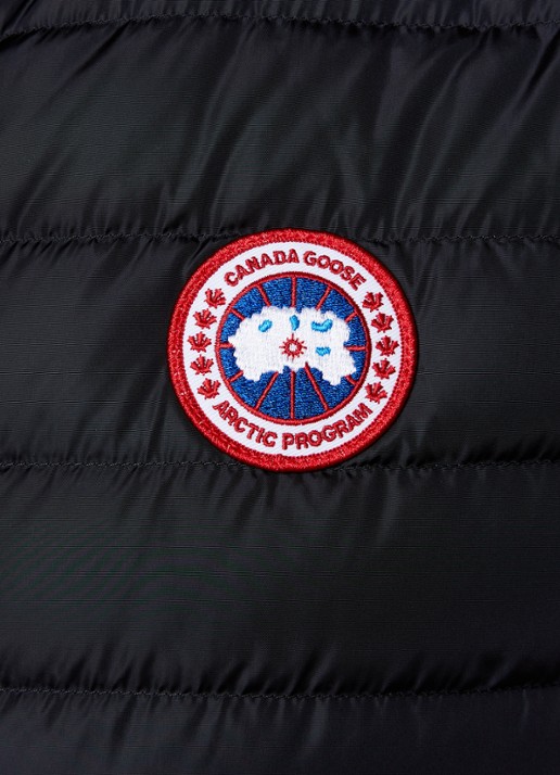 Canada Goose Hybridge ribgebreid vest van wol met gewatteerd voorpand - detail 6 zwart