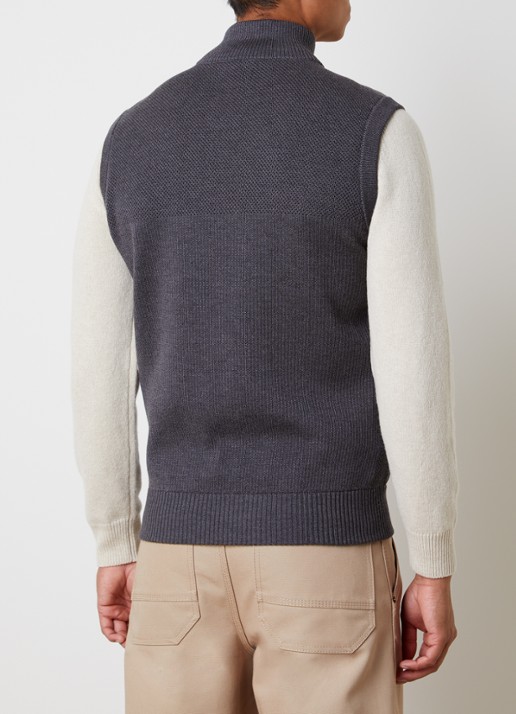 Canada Goose Hybridge ribgebreid vest van wol met gewatteerd voorpand - achterkant 3 antraciet