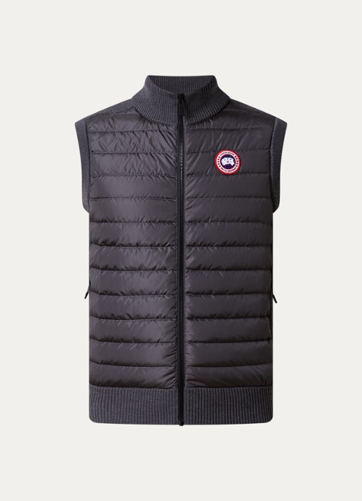 Canada Goose Hybridge ribgebreid vest van wol met gewatteerd voorpand - voorkant antraciet