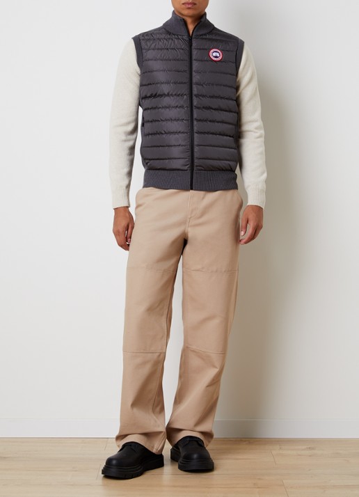 Canada Goose Hybridge ribgebreid vest van wol met gewatteerd voorpand - voorkant 2 antraciet