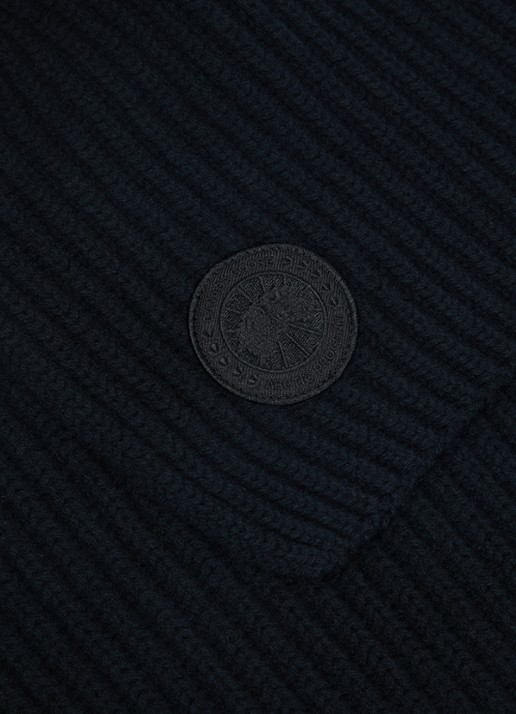 Canada Goose Ribgebreide sjaal in kasjmierblend 195 x 30 cm - detail 3 zwart