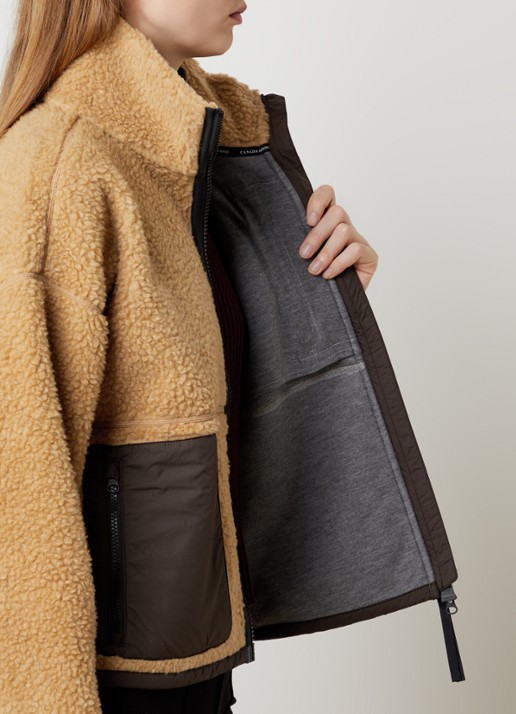 Canada Goose Simcoe jack van fleece met opstaande kraag en logo - detail 5 camel