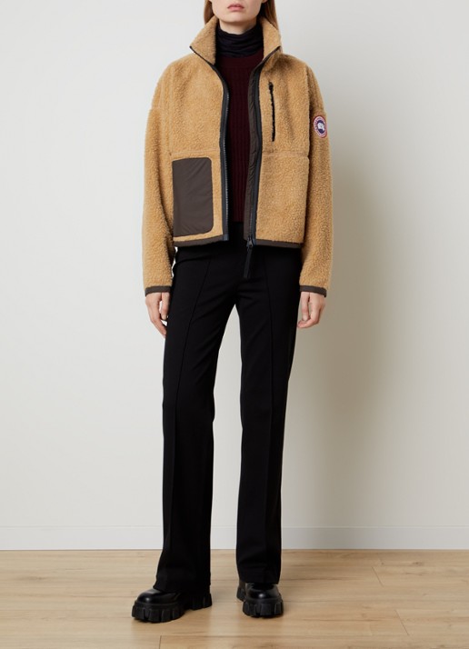 Canada Goose Simcoe jack van fleece met opstaande kraag en logo - voorkant 2 camel